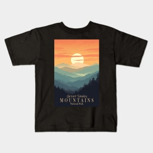 Great Smoky Mountains national park vintage travel poster Kids T-Shirt